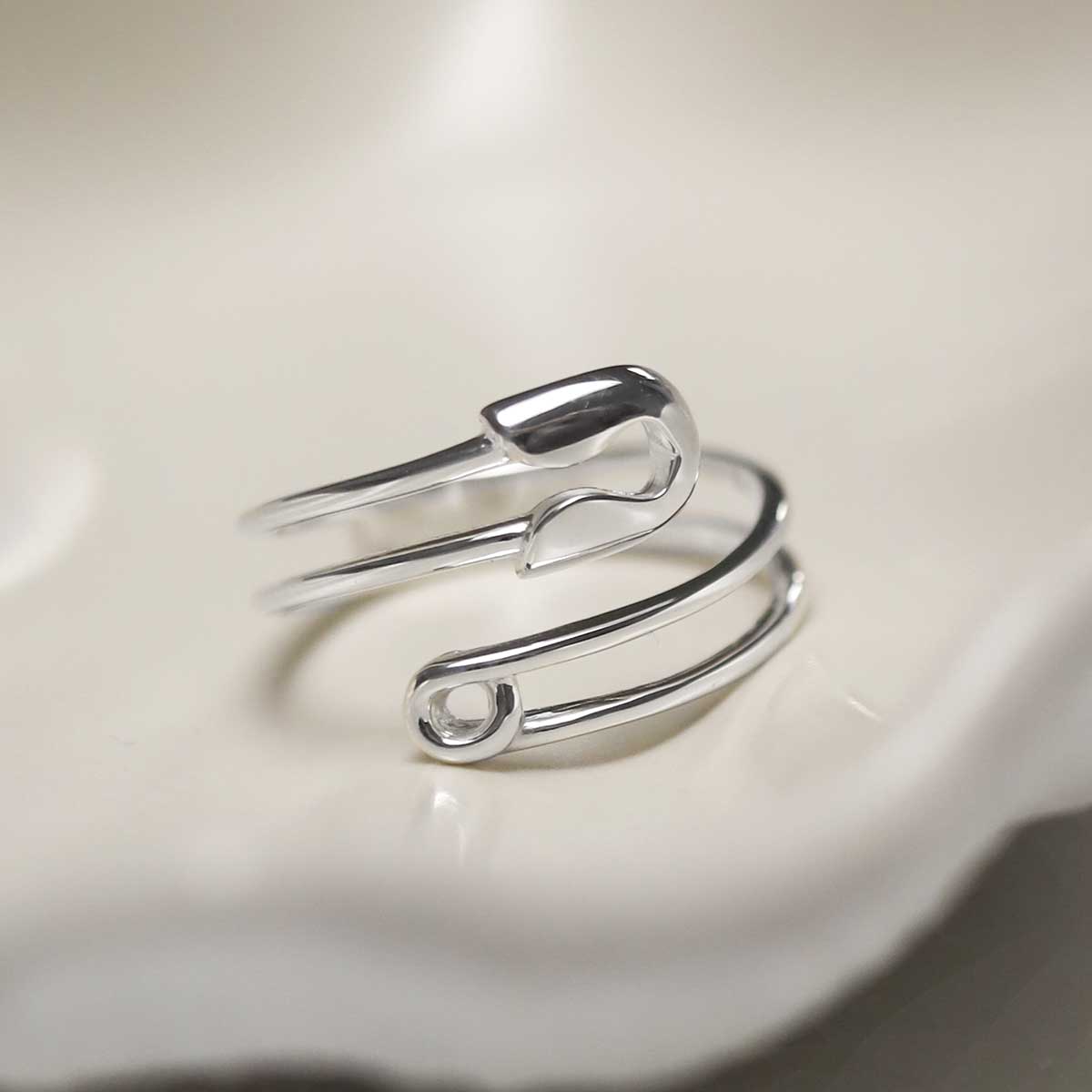 Sterling Silver Adjustable Safety Pin Ring