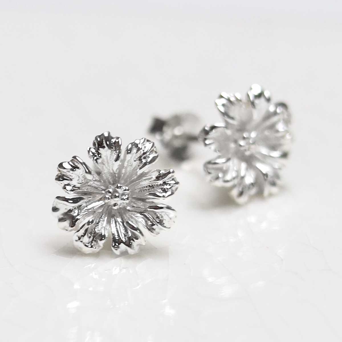 Sterling Silver Cosmos Flower Studs