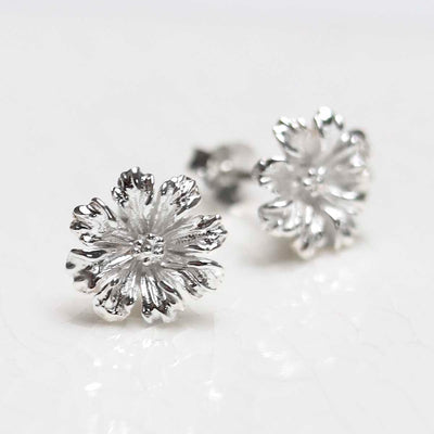MD285E_Sterling Silver Cosmos Flower Studs_1