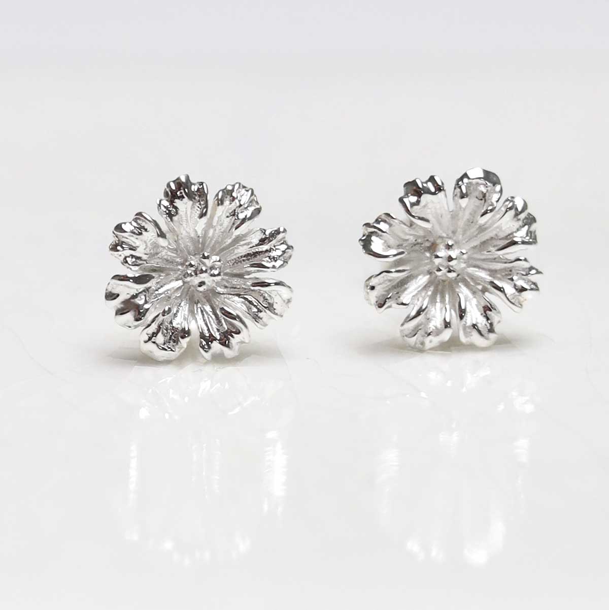 Sterling Silver Cosmos Flower Studs