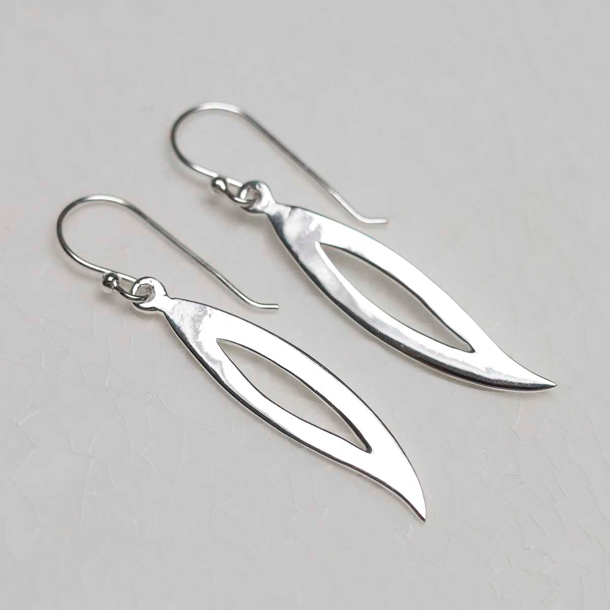Sterling Silver Abstract Leaf Earrings