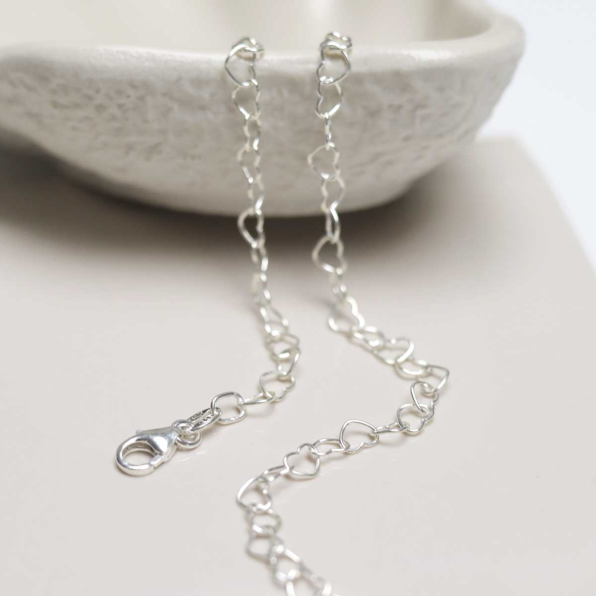 Sterling Silver Hearts Anklet