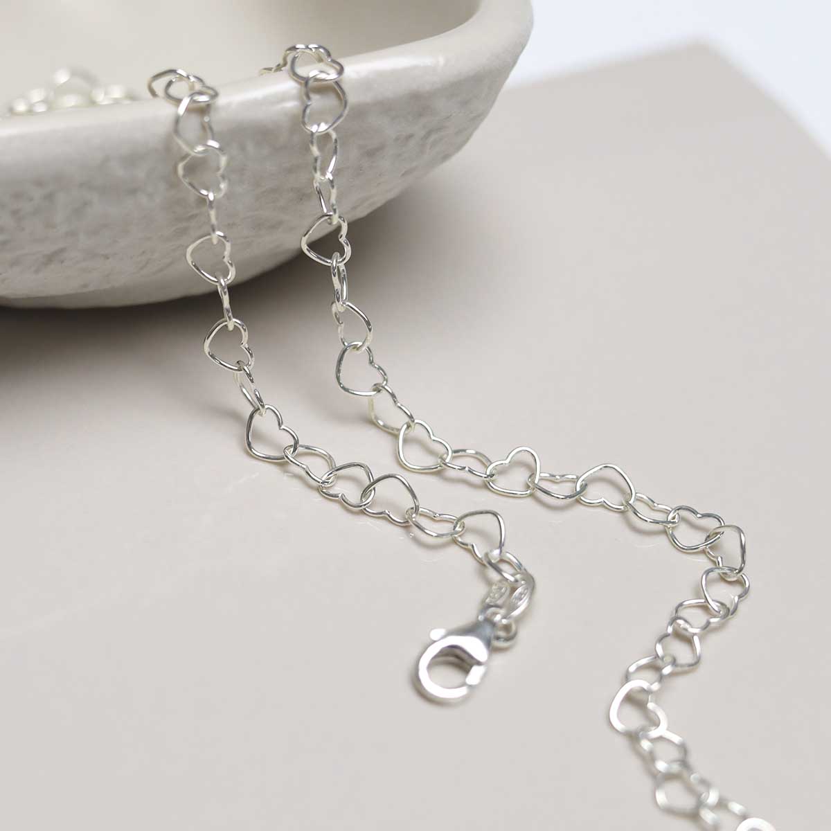 Sterling Silver Hearts Anklet