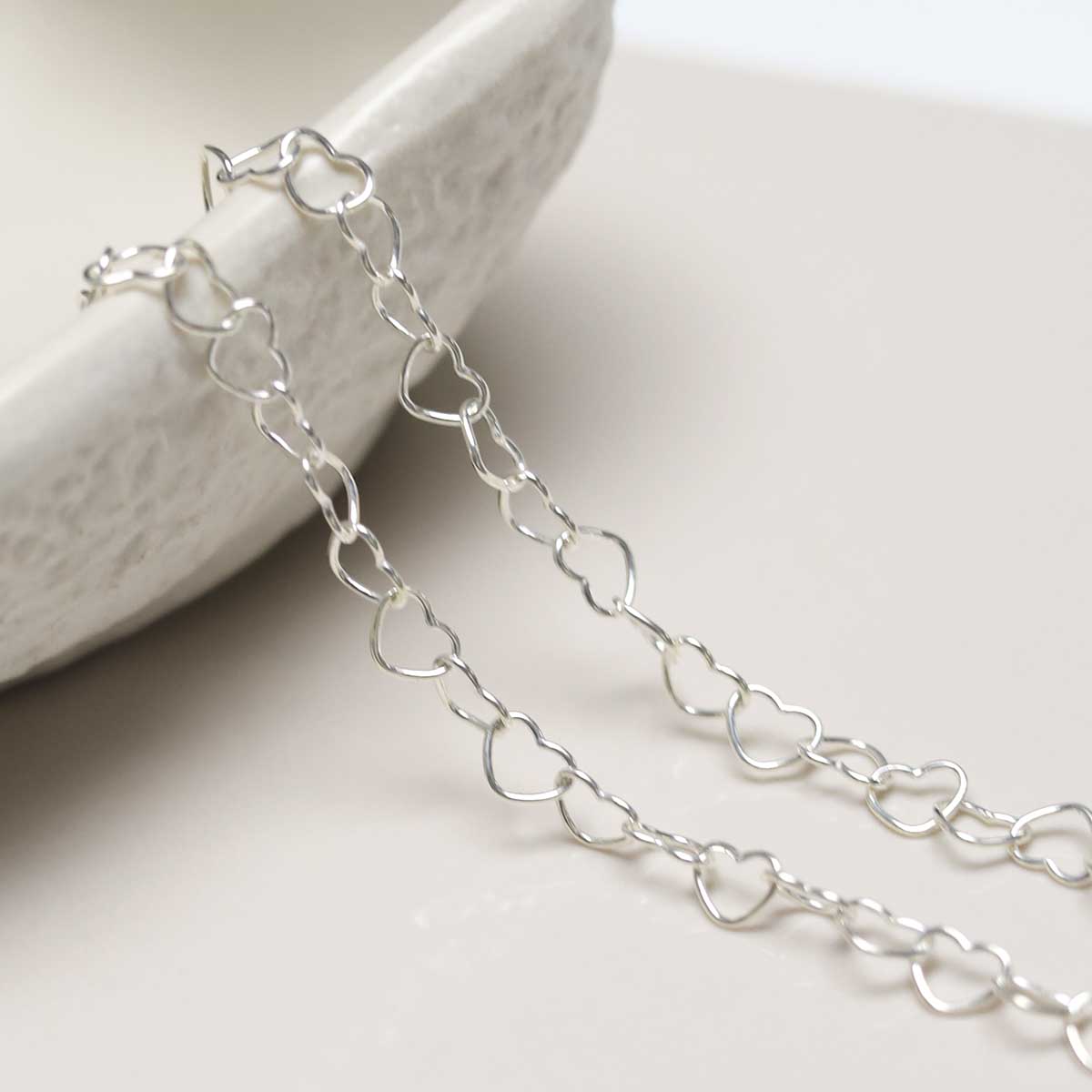 Sterling Silver Hearts Anklet