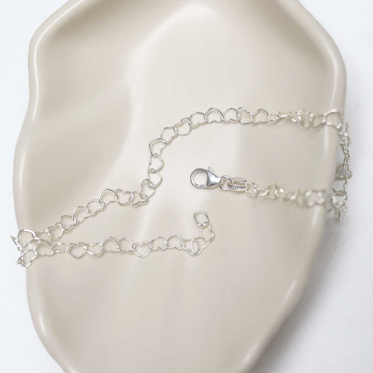Sterling Silver Hearts Anklet
