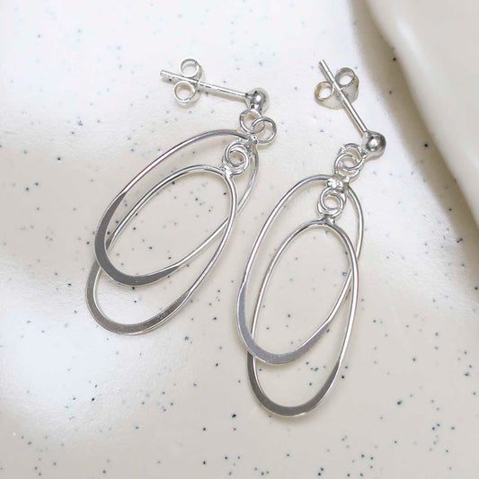 ME489_Sterling Silver Double Oval Stud Earrings_6 new