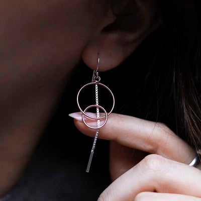 MD325_Sterling Silver Rose Gold Essential Dangly Earrings_2 copy