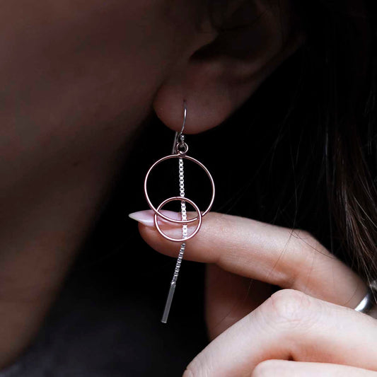 MD325_Sterling Silver Rose Gold Essential Dangly Earrings_2 copy