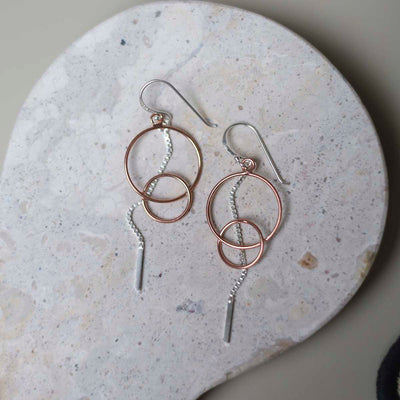 MD325_Sterling Silver Rose Gold Essential Dangly Earrings_3