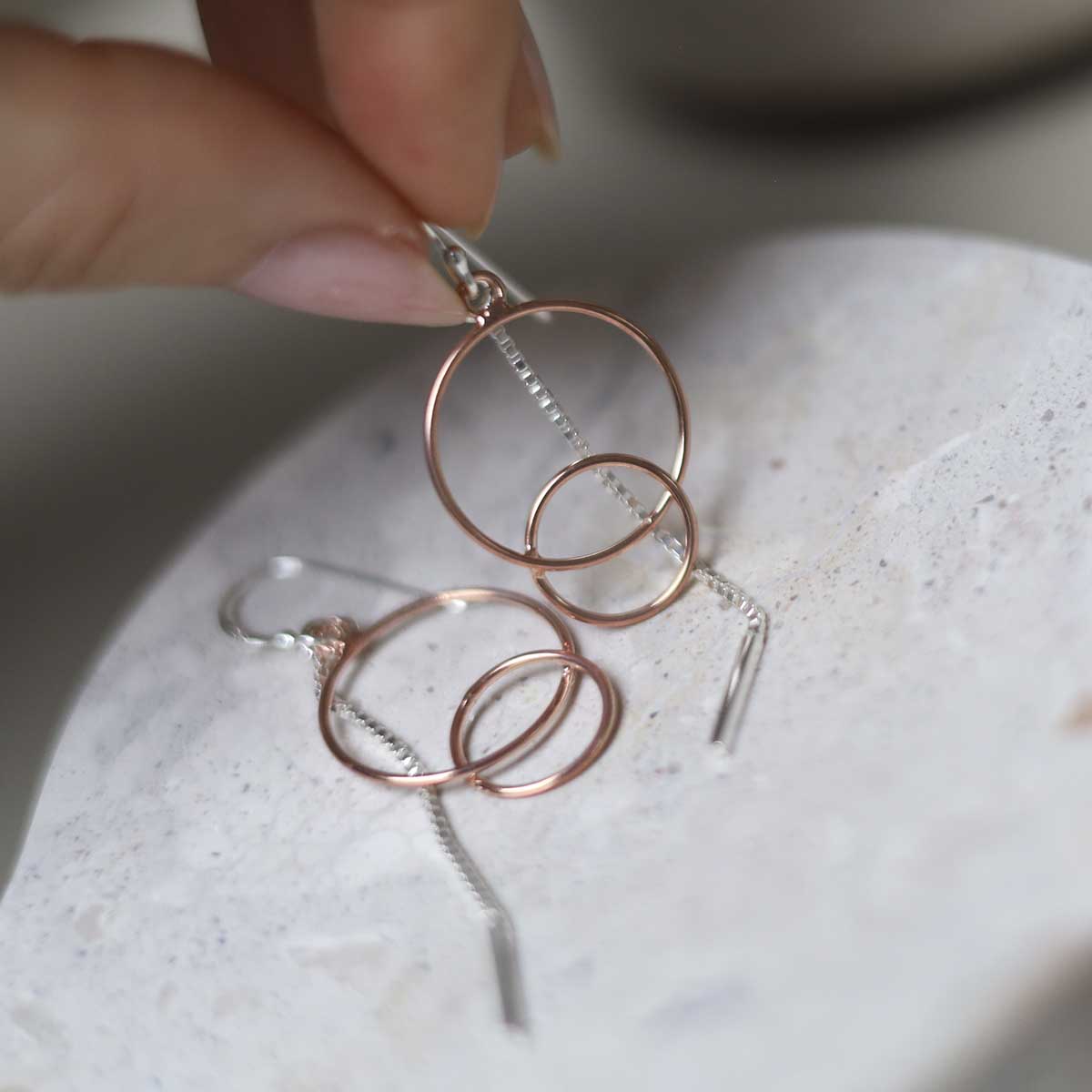 Sterling Silver Rose Gold Essential Earrings