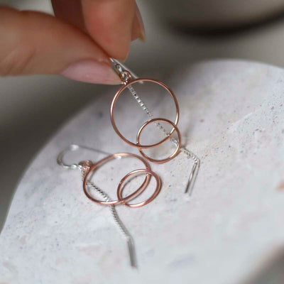 MD325_Sterling Silver Rose Gold Essential Dangly Earrings_4