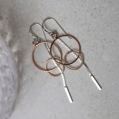 MD325_Sterling Silver Rose Gold Essential Dangly Earrings_5
