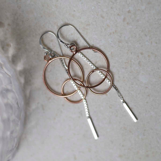 MD325_Sterling Silver Rose Gold Essential Dangly Earrings_5