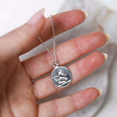 MZA019_Engravable Sterling Silver Cherub Necklace_new 2
