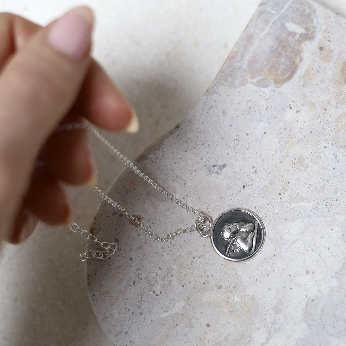 Engravable Sterling Silver Cherub Necklace