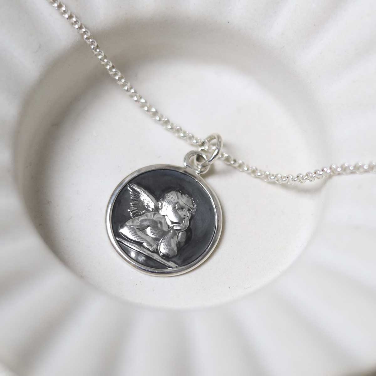 Engravable Sterling Silver Cherub Necklace