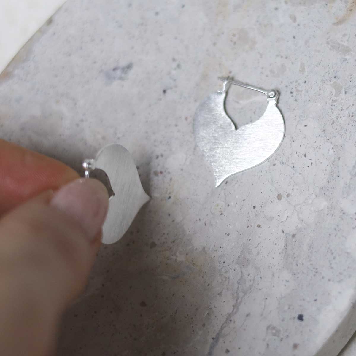Sterling Silver Love Leaf  Drop Earrings