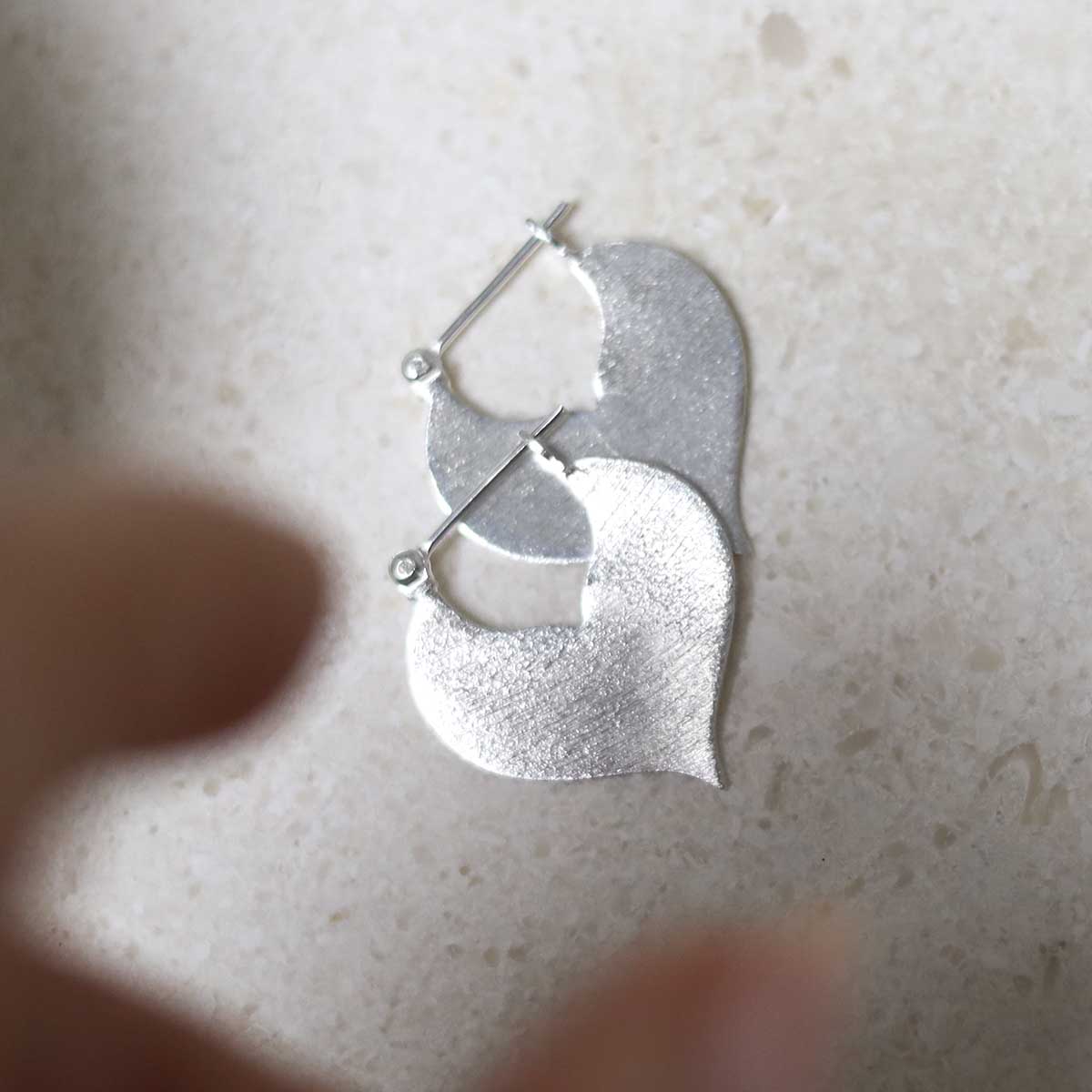 Sterling Silver Love Leaf  Drop Earrings