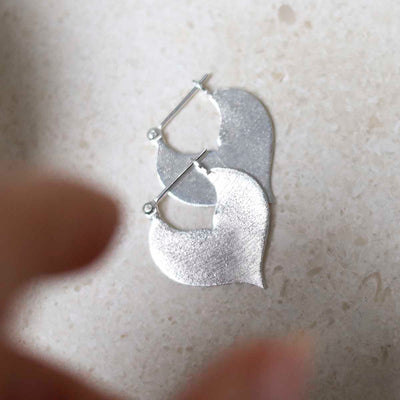 ML892S_Sterling Silver Love Leaf Drop Earrings_5