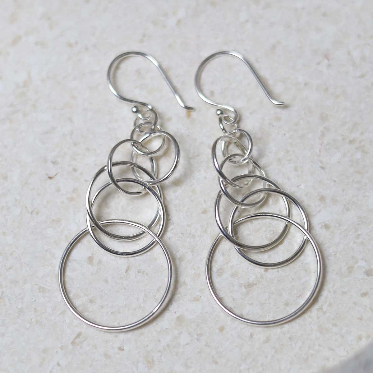Sterling Silver Wire Circle Drop Earrings