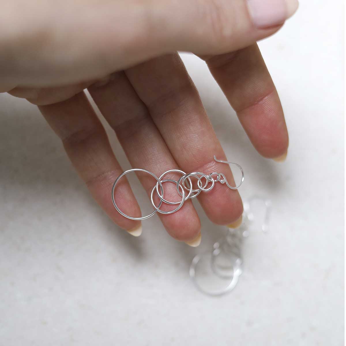 Sterling Silver Wire Circle Drop Earrings