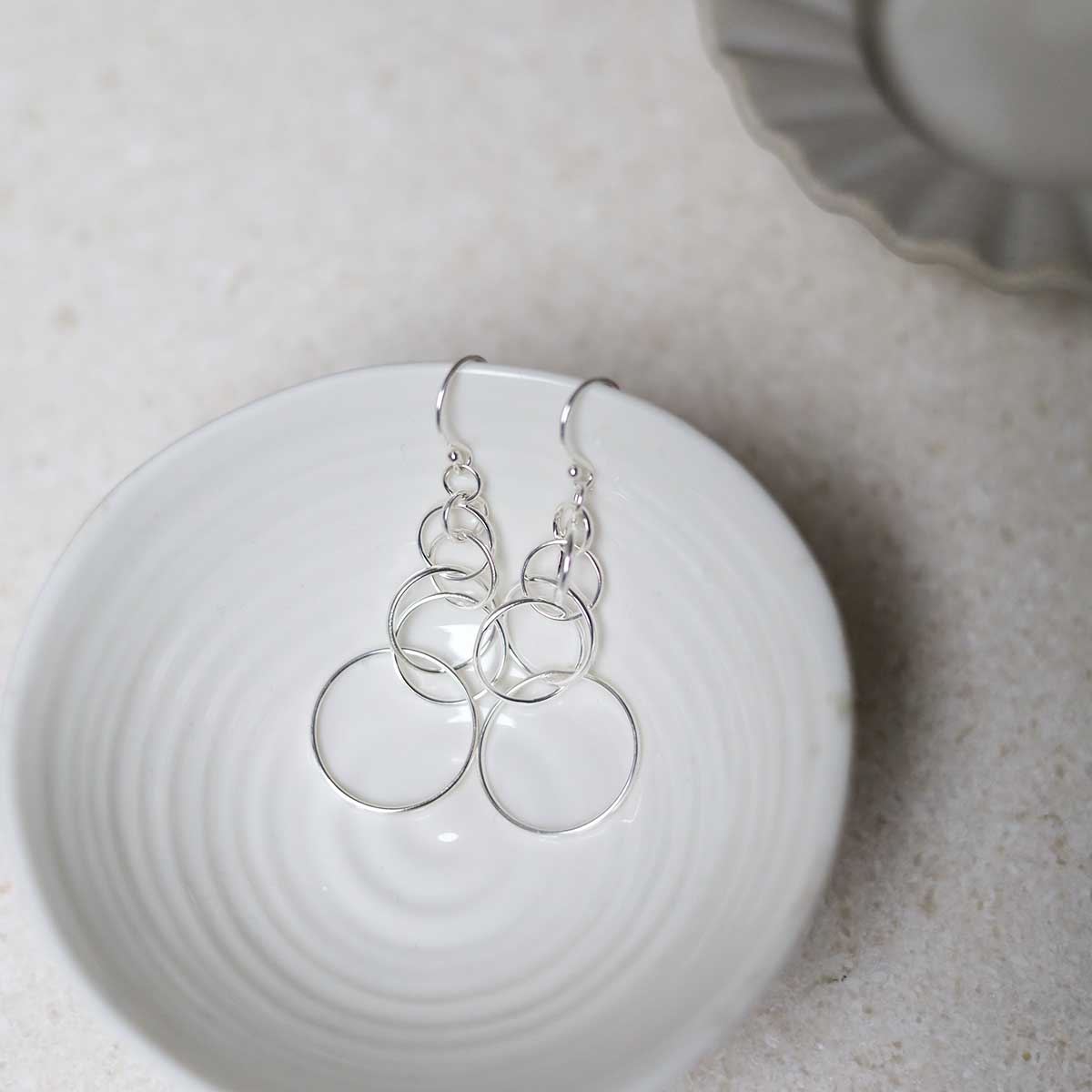 Sterling Silver Wire Circle Drop Earrings