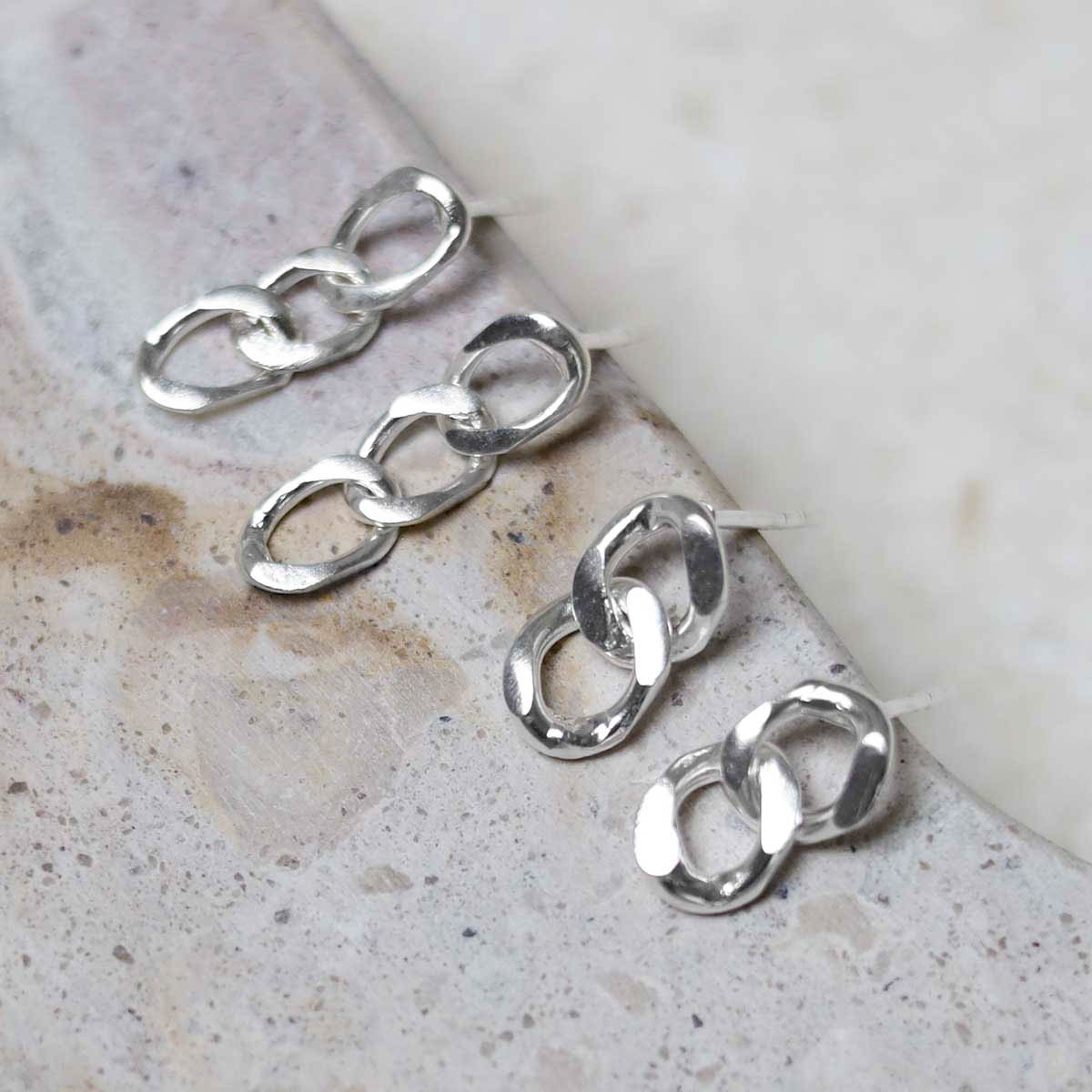 Sterling Silver Curb Chain Earrings