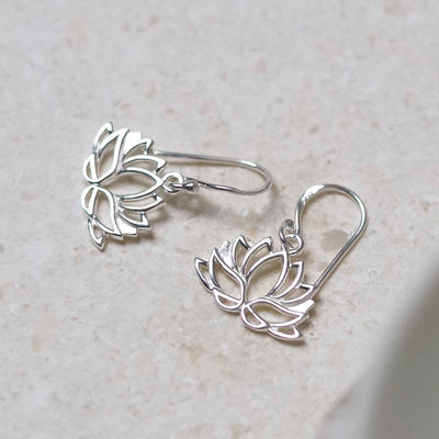 ME456_Sterling Silver Dangly Lotus Flower Earrings_2