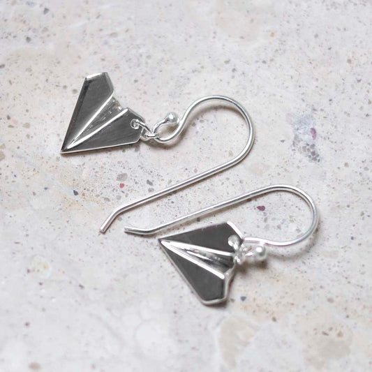 MS1178_Sterling Silver Dangly Paper Airplane Earrings_1