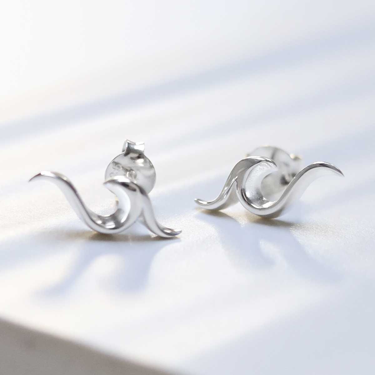 Sterling Silver Wave Studs