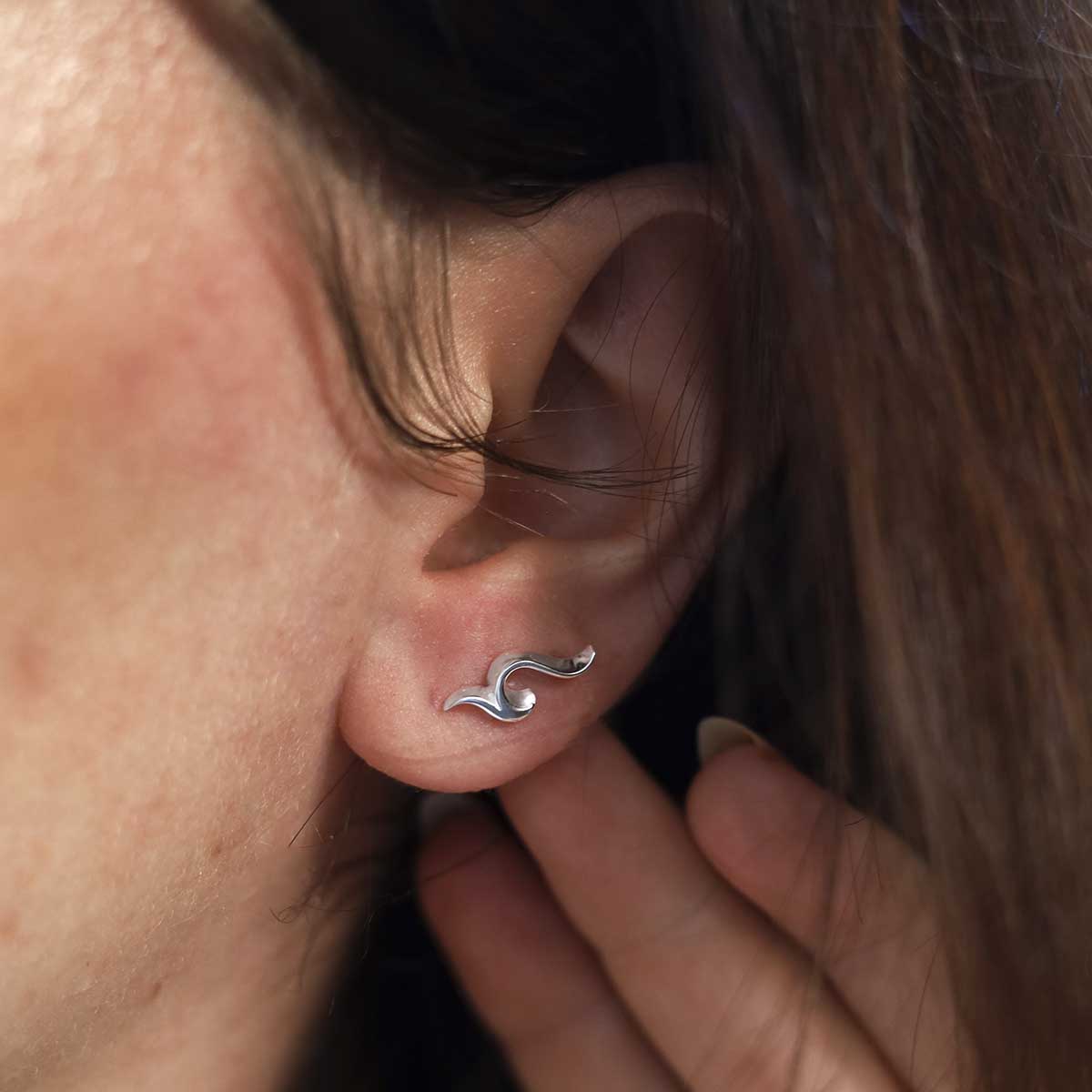 Sterling Silver Wave Studs