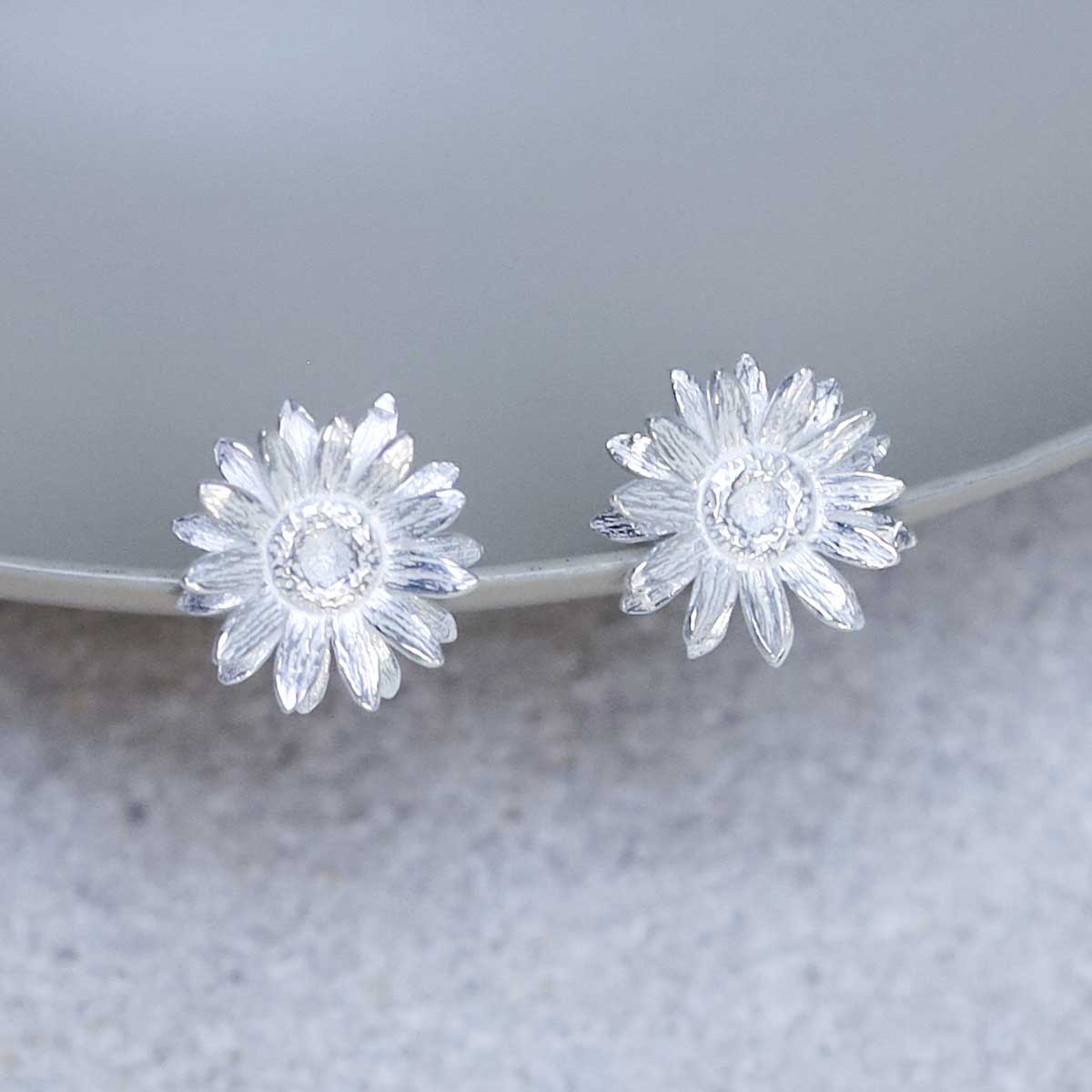 Sterling Silver Daisy Stud Earrings