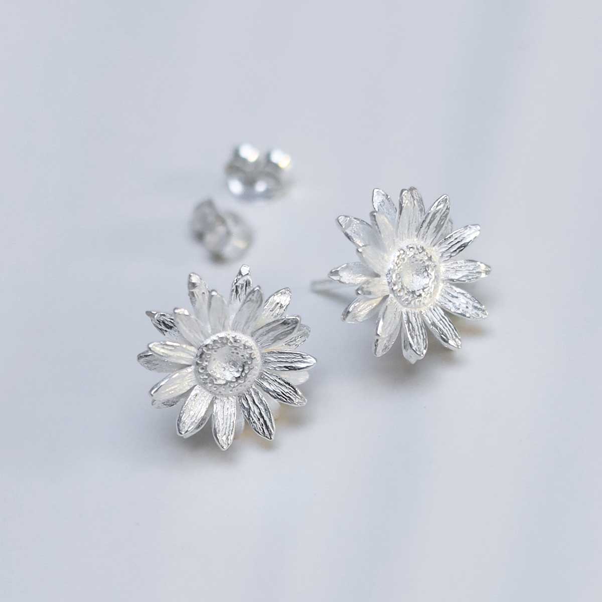 Sterling Silver Daisy Stud Earrings