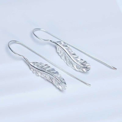 MB208_Sterling Silver Feather Drop Earrings_new 2