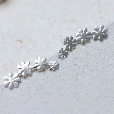 MD307_Sterling Silver Curved Flower Ear Climbers_2