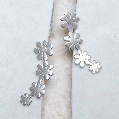 MD307_Sterling Silver Curved Flower Ear Climbers_3