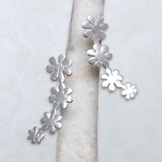 MD307_Sterling Silver Curved Flower Ear Climbers_3