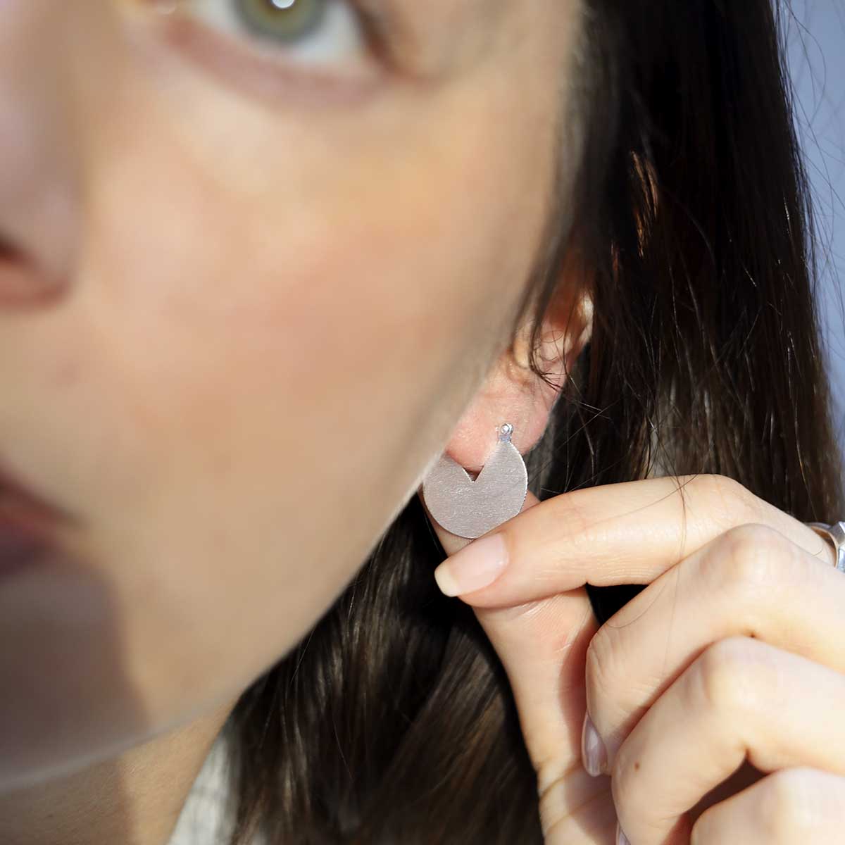 Sterling Silver Stolen Slice Drop Earrings