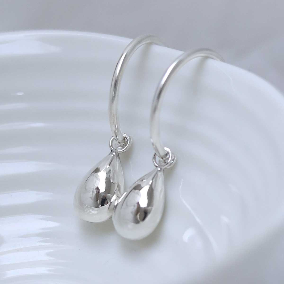 Sterling Silver Teardrop Stud Hoop Earrings