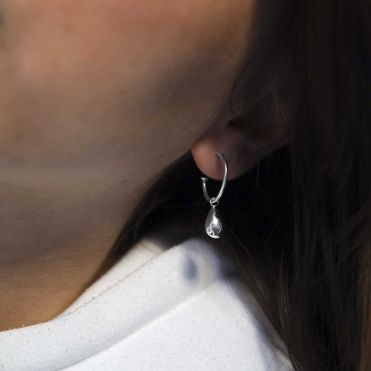 Sterling Silver Teardrop Stud Hoop Earrings