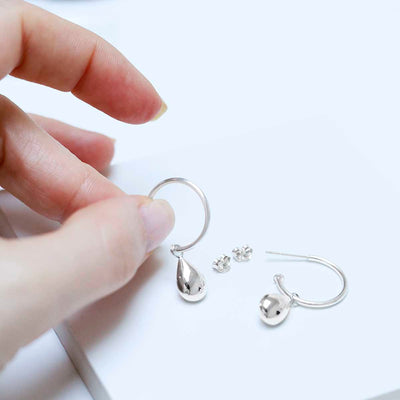ME488_Sterling Silver Teardrop Stud Hoop Earrings_reshoot 5