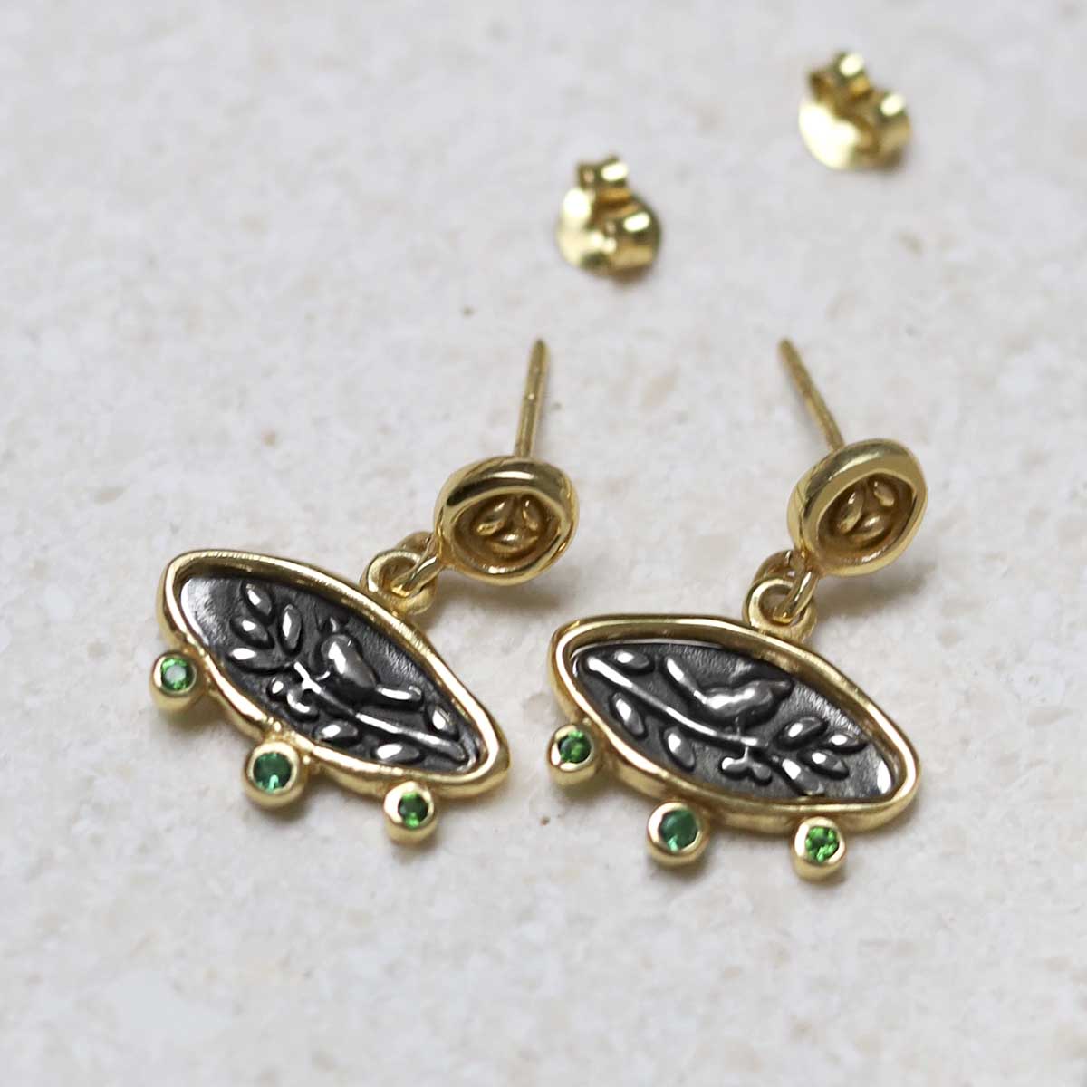 Gold Plated Sterling Silver Hieroglyphics Earrings