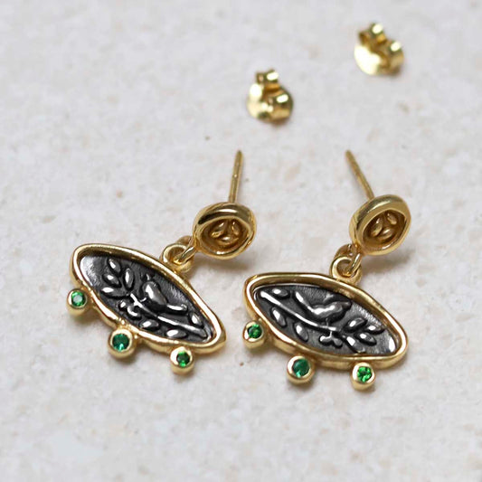 MZB150E_Gold Plated Sterling Silver Hieroglyphics Earrings_9