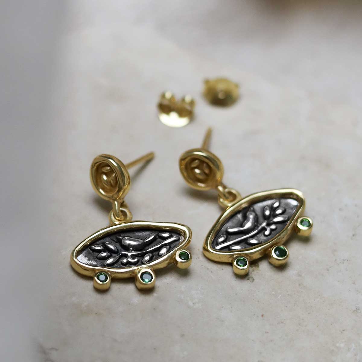Gold Plated Sterling Silver Hieroglyphics Earrings