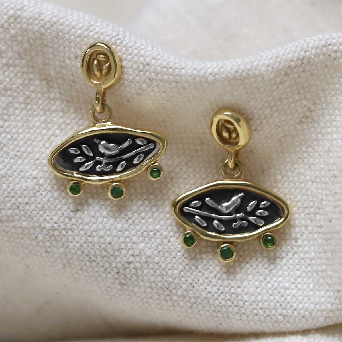 Gold Plated Sterling Silver Hieroglyphics Earrings