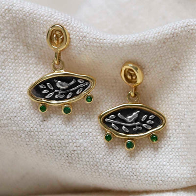 MZB150E_Gold Plated Sterling Silver Hieroglyphics Earrings_6