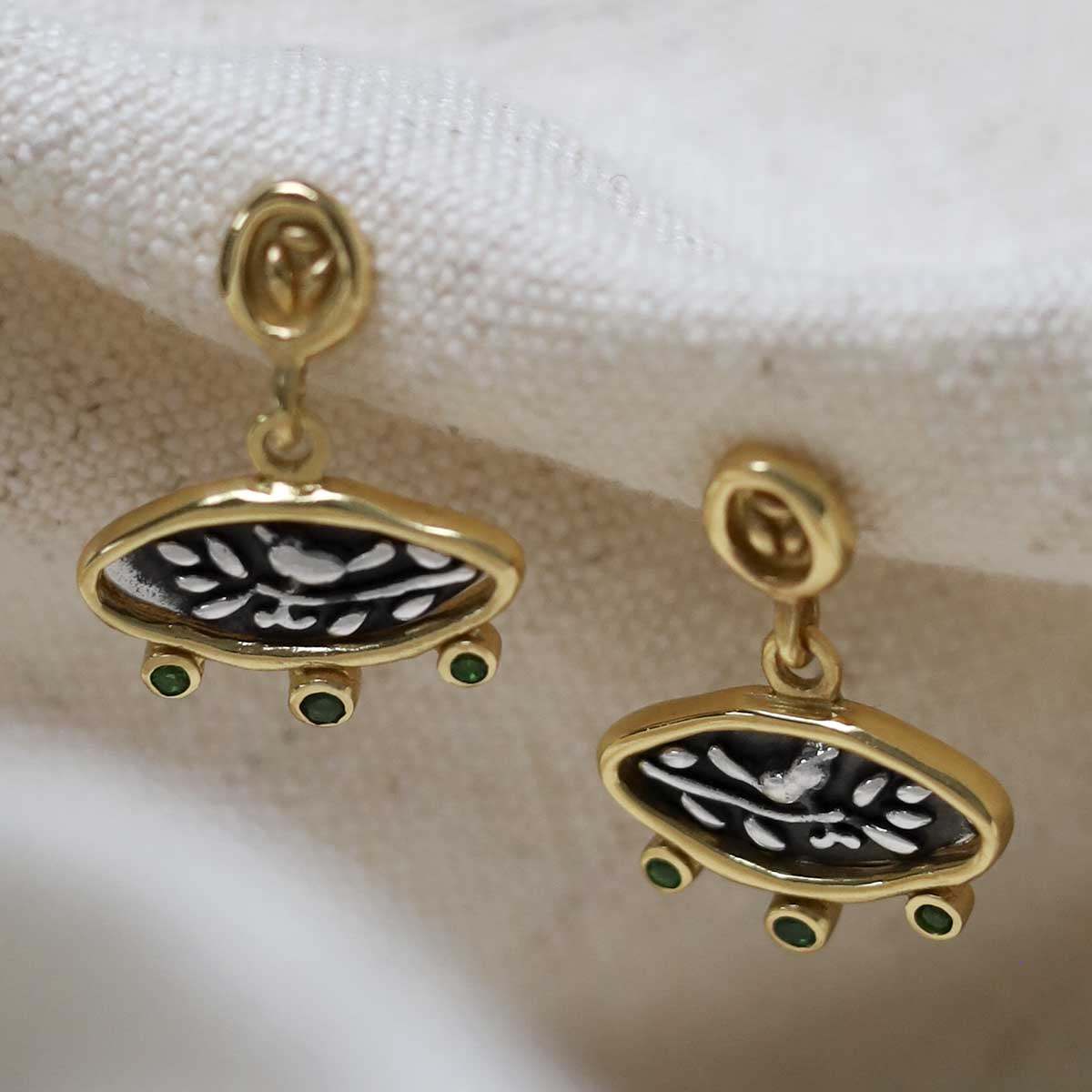 Gold Plated Sterling Silver Hieroglyphics Earrings