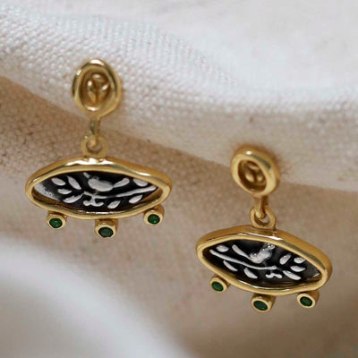 MZB150E_Gold Plated Sterling Silver Hieroglyphics Earrings_7