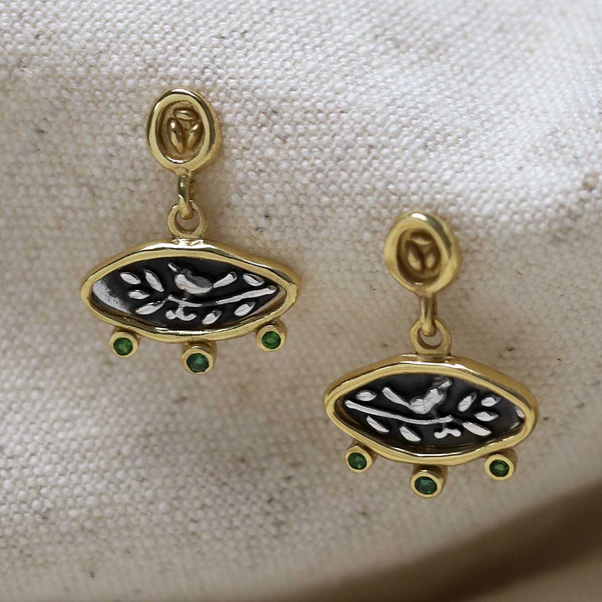 Gold Plated Sterling Silver Hieroglyphics Earrings