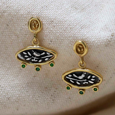 MZB150E_Gold Plated Sterling Silver Hieroglyphics Earrings_8